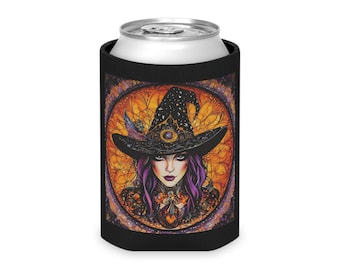 Witchy Can Cooler - Halloween Party Favor, Beverage Insulator, Cozy Drink Sleeve, Witchcraft Gift, Fall Festivities