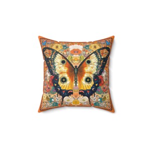 Faux Suede Butterfly Pillow: Bohemian Home Decor Throw Cushion