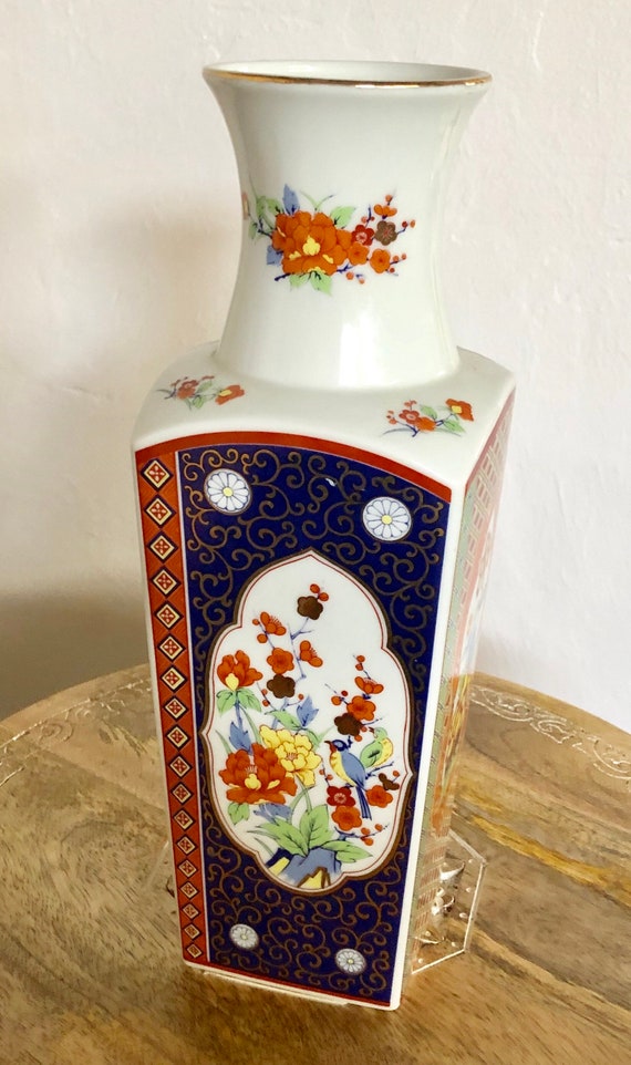 Vintage Asian Vase Four Sided Vase Vintage Vase Japan Etsy