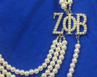 Zeta Phi Beta Faux side  pearl necklace Bracelet