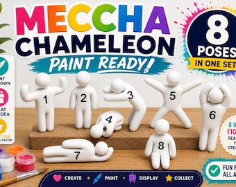 Meccha Chameleon – 3 x Complete 8 Pose Set | Paint Your Own Mini Figures | DIY Creative Gift | Desk Decor