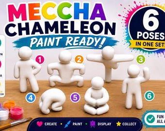 Meccha Chameleon – New 2x 6 Pose Set | Paint Your Own Mini Figures | DIY Creative Gift | Desk Decor