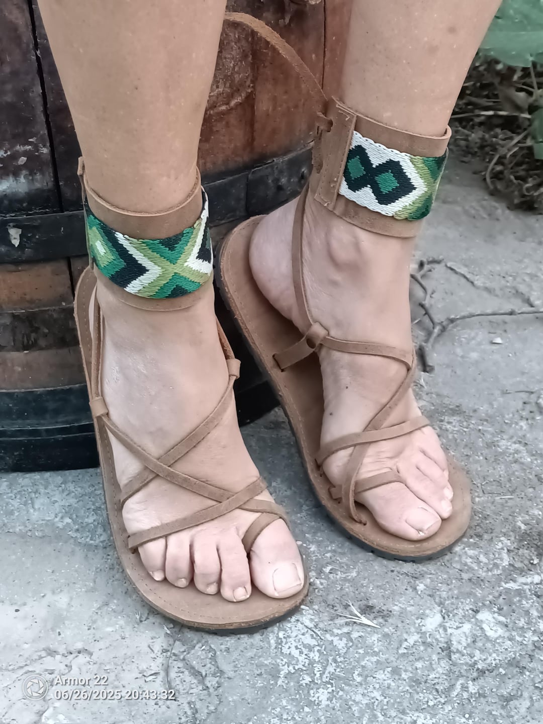 Barefoot Sandal, With Optional Aztec Ankle Detail, Adjustable, Flexible ...