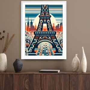 Paris Skyline Framed Wall Art - Minimalist Poster of Paris, Eiffel Tower Decor, Modern City Print for Travel Lovers