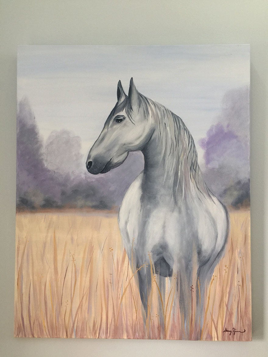 Solemn Spirit, 24 x 30, Original Horse Painting on Gallery Wrapped Canvas, Ready to hang
