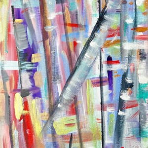 Blustery Timbers, Abstract 12 x 24 Original Acrylic Painting on Gallery Wrapped Canvas