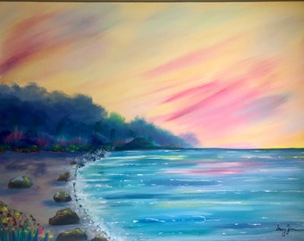 Tropical Peace 18 x 24, Original Acrylic Painting