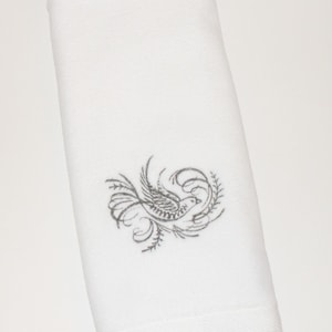 Calligraphy Bird Embroidered Bath Guest Kitchen Fingertip Hand Tea Towel