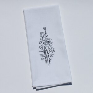 Roses Embroidered Bath Guest Kitchen Hand Tea Towel