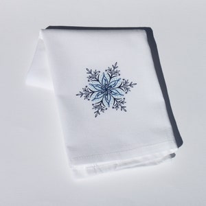Calligraphy Snowflake Embroidered Cotton Kitchen Tea Dish Hand Towel