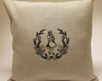 Holiday Christmas Mrs. Claus Embroidered Accent Decorative Pillow Cover