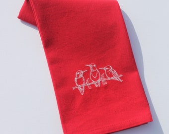 Hummingbird Social Embroidered Cotton Kitchen Hand Dish Tea Towel
