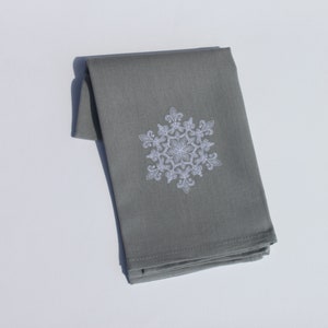 Snowflake Embroidered Bath Guest Kitchen Fingertip Hand Tea Towel