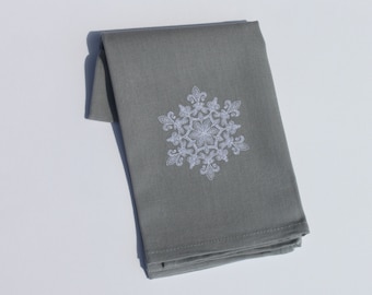 Snowflake Embroidered Bath Guest Kitchen Fingertip Hand Tea Towel