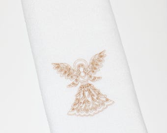 Holiday Christmas Angel Embroidered Bath Guest Kitchen Fingertip Hand Tea Towel