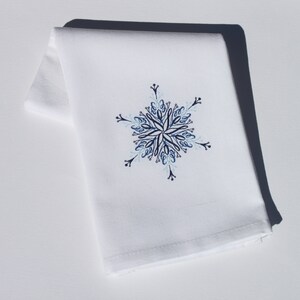 Calligraphy Snowflake Embroidered Cotton Kitchen Tea Dish Hand Towel