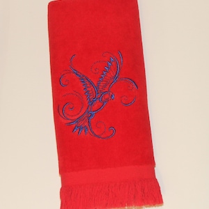 Parrot Embroidered Bath Guest Kitchen Fingertip Hand Tea Towel