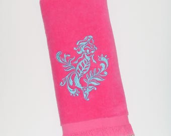 Damask Mermaid Embroidered Bath Guest Kitchen Fingertip Hand Towel