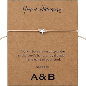 You&#39;re Amazing Christian Star Charm Bracelet to Encourage, Support with Bible Verse Isaiah 62:3 | Catholic Congratulations Well Done Gift