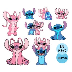 Stitch och ängel SVG-paket, Stitch Svg, Stitch Kärlek Svg, Stitch T-shirt Mugg Kopp, Stitch Par Svg, Png, Ängel
