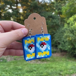 Pendientes de cartas de Pokémon / Mini cuentas Perler / Pendientes de jugador / Pendientes retro / Pendientes de los 90