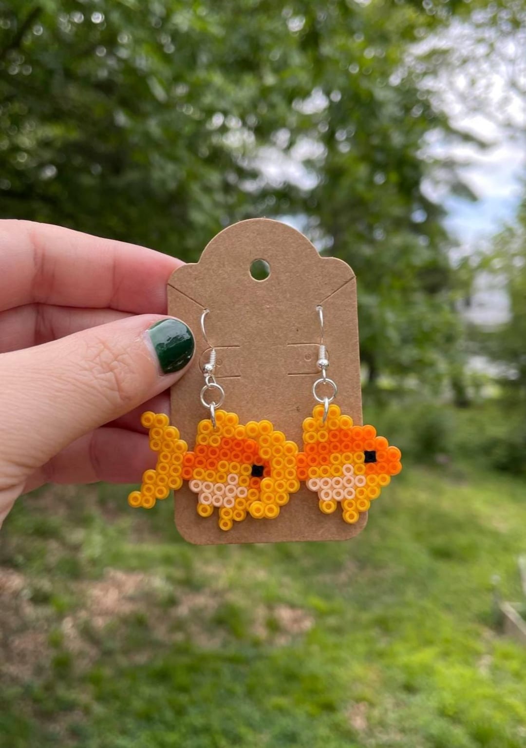 1 Paio Orecchini Pendenti A Pesce Rosso Koi In Resina - Design Borra D'Acqua - Regalo Originale - 2