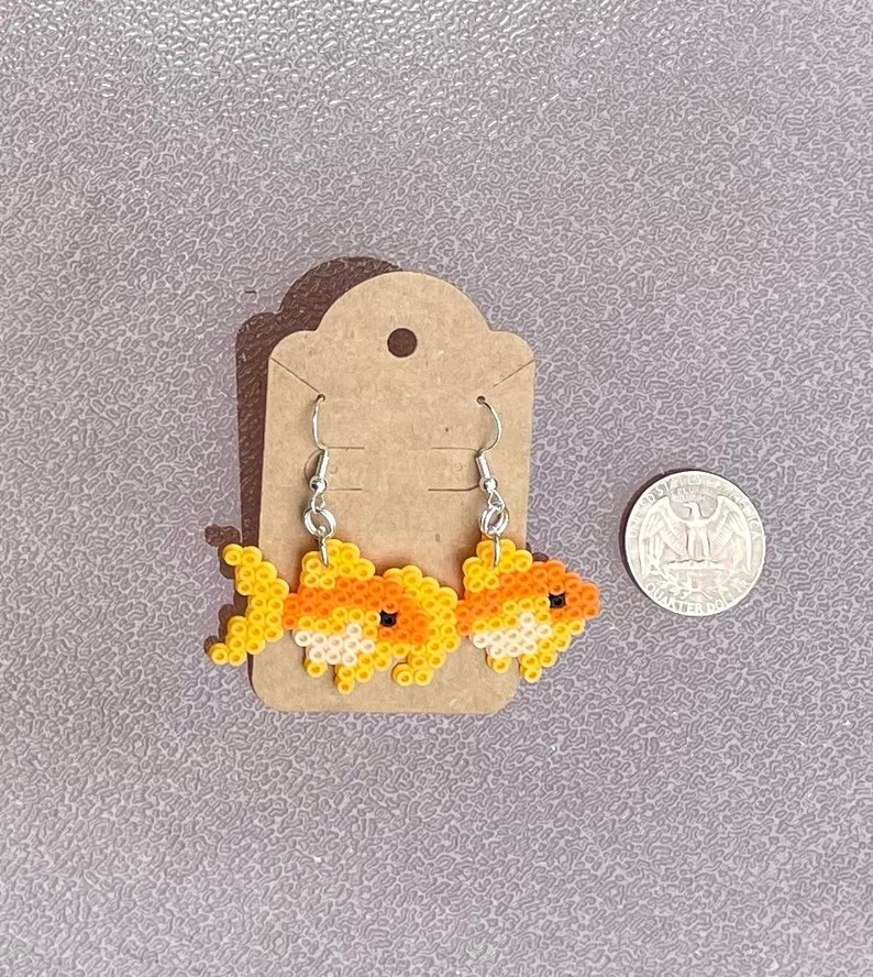 Perler Goldfish Pattern Goldfish Earrings | Mini Perler Beads | Fish Earrings - Etsy