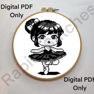 Black & White Ballerina Cross Stitch Pattern