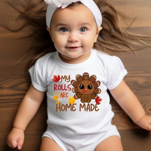 Meine Brötchen sind hausgemacht Danksagungs-Baby-T-Shirts, Baby-Erntedank-Outfit, kleiner Truthahn-Hemd, Herbst-Babyparty-Geschenk-Jungen-Mädchen-Danksagung