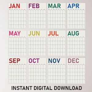Large Monthly Wall Calendar A4 A3 Size, Undated Wall Calendar, Minimalist Calendar, Pastel Wall Planner, Monthly Wall Planner, Boho Calendar