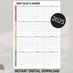 Large Monthly Wall Planner A0 A1 A2 A3 PDF, 2025 Calendar, Monthly Wall Calendar, Minimalist Calendar, Monthly Wall Planner, 2025 Planner