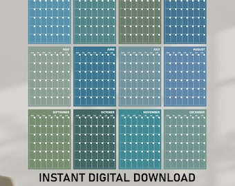 Large Monthly Wall Calendar A3 A4 PDF, Pastel Wall Planner, Undated Wall Calendar, Minimalist Calendar, Monthly Wall Planner, Boho Calendar