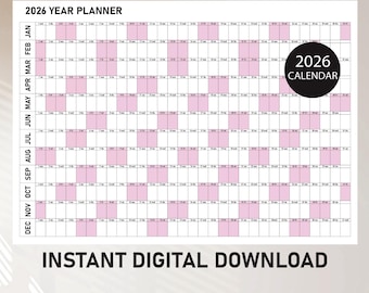 Großer Wandkalender 2026 PDF, Riesen Wandkalender 2026, Großer Wandkalender, Minimalistischer Wandplaner, Jahresplaner 2026