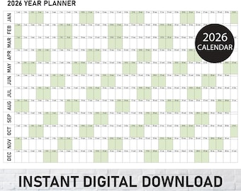 Extra Großer Jahresplaner 2026 PDF, Bunte Landschaft, Monatskalender 2026, Jahresplaner 2026, Monatsplaner 2026, Year to Watch