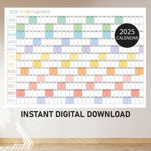 Large Monthly Wall Planner 2025 PDF, Giant Wall Calendar 2025, Large Wall Calendar, Minimalist Wall Planner, Monthly Planner, Yearly Planner