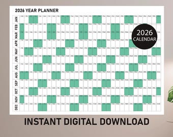 Großer Wandkalender 2026 PDF, Riesen Wandkalender 2026, Großer Wandkalender, Minimalistischer Wandplaner, Jahresplaner 2026