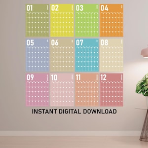 Large Monthly Wall Calendar A4 A3 Size, Undated Wall Calendar, Minimalist Calendar, Pastel Wall Planner, Monthly Wall Planner, Boho Calendar