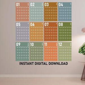 Large Monthly Wall Calendar A4 A3 Size, Undated Wall Calendar, Minimalist Calendar, Pastel Wall Planner, Monthly Wall Planner, Boho Calendar