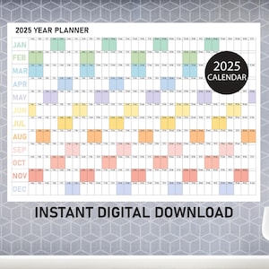 Large Monthly Wall Planner 2025 PDF, Giant Wall Calendar 2025, Large Wall Calendar, Minimalist Wall Planner, Monthly Planner, Yearly Planner