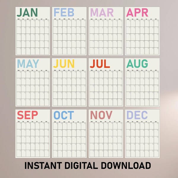 Large Monthly Wall Calendar A4 A3 Size, Undated Wall Calendar ...
