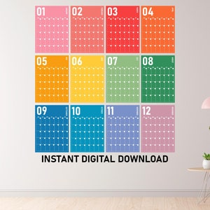 Large Monthly Wall Calendar A4 A3 Size, Undated Wall Calendar, Minimalist Calendar, Pastel Wall Planner, Monthly Wall Planner, Boho Calendar