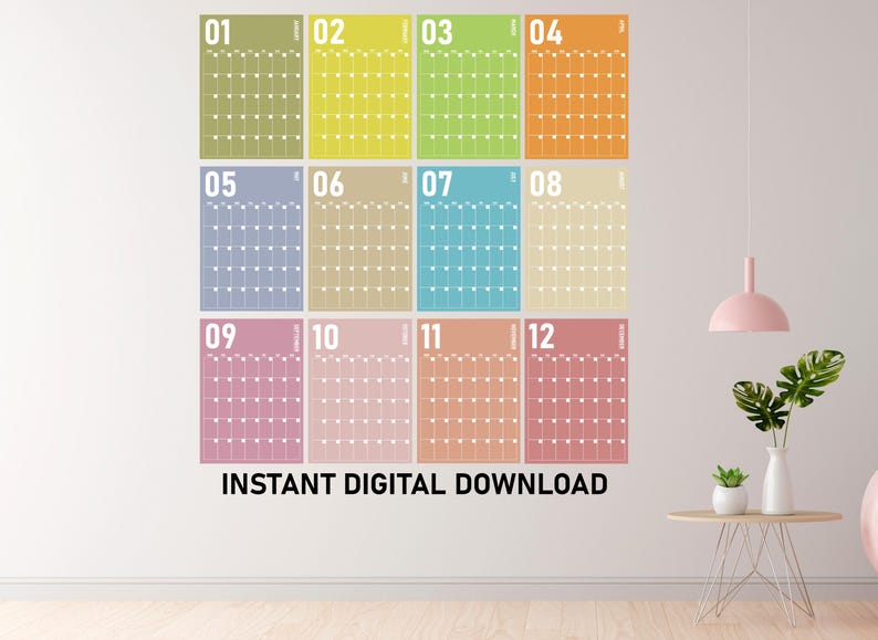 Large Monthly Wall Calendar A4 A3 Size, Undated Wall Calendar ...