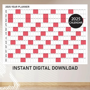 Large Wall Calendar 2025, Wall Planner 2025, Giant Wall Calendar, Full Year Wall Calendar 2025, Monthly Calendar 2025, Monthly Wall Planner