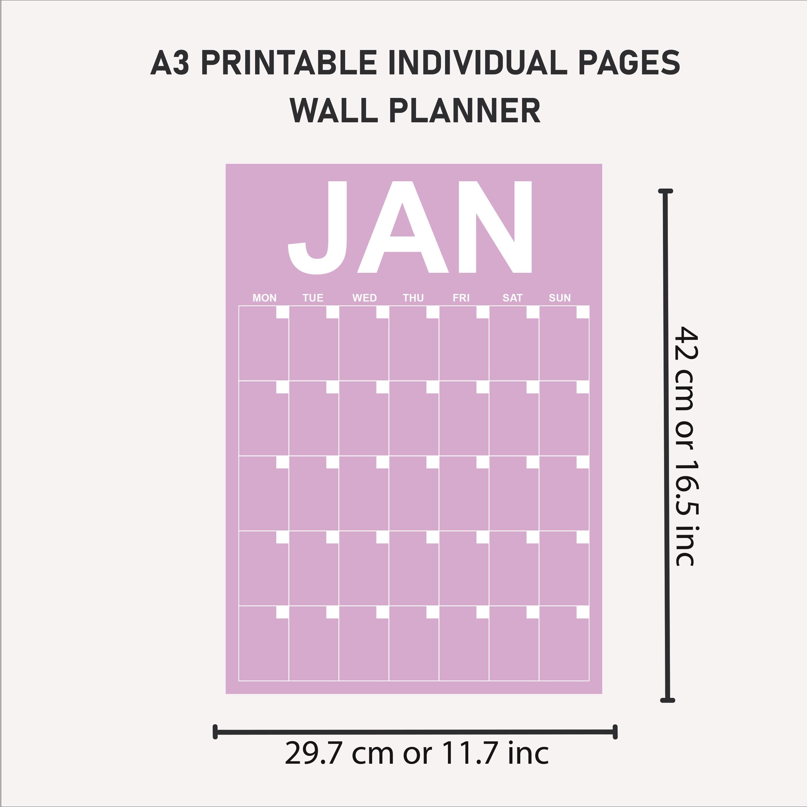 Large Monthly Wall Calendar Printable Bright, Pastel Wall Planner 2025