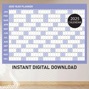 Extra Large Yearly Wall Planner 2025 PDF, Full Year Calendar 2025, Monthly Wall Calendar 2025, Year Planner 2025, Monthly Wall Planner 2025