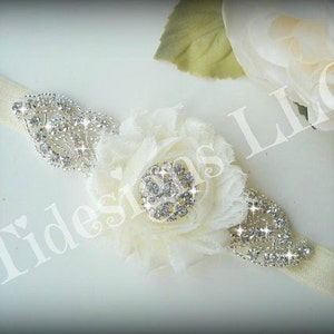 Baby Headband, Baptism Headband,Christening Headband ,White Baby Head Band, Ivory Headband