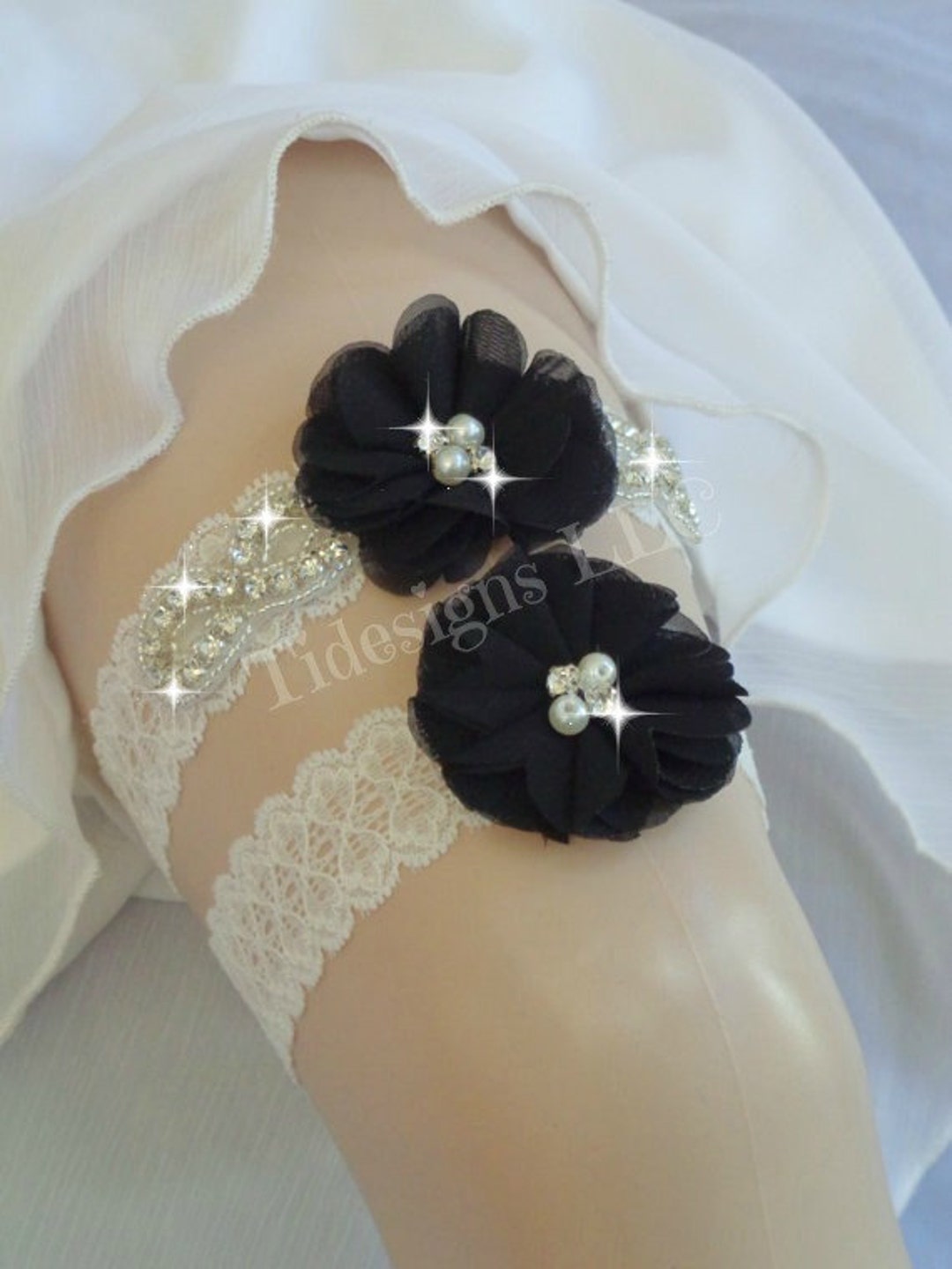 Valerie Black Garters (Pair) main image 1