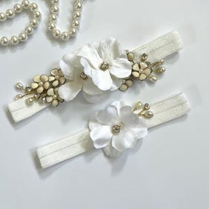 Off White Wedding Garter Set, Ivory Lace Garter, Rhinestone garter,Flower Garter Set, Bridal Garter Set, Wedding Garter Set