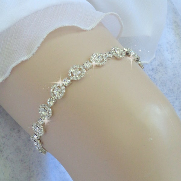 Luxury Garter Set, Wedding Garter Set, Ivory Garter, Rhinestone garter, Modern Garter Set, Crystal Garter Set