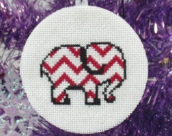 Chevron elephant ornament - counted cross stitch chart - downloadable chart